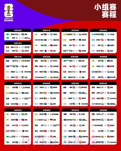 2026世界杯小组赛赛程中国时间完整安排怎么查